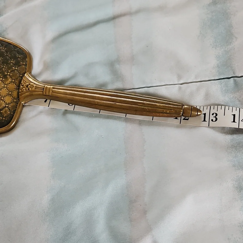 Vintage Vanity Brass Hand Held Mirror